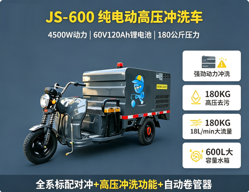 JS-600三轮纯电高压冲洗车